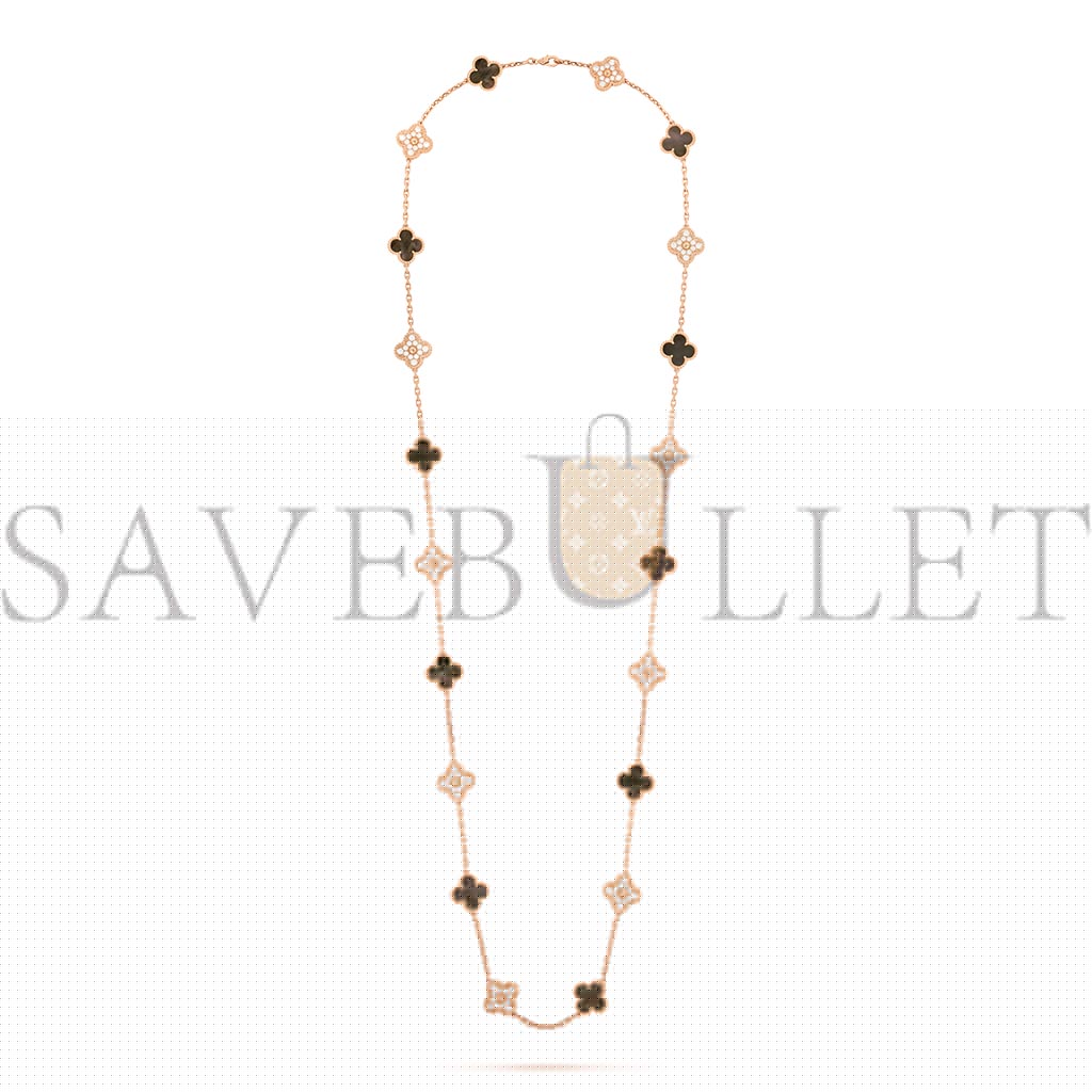 v*n cl*f arpels vintage alhambra long necklace, 20 motifs - rose gold, Di*m*nd, mother-of-pearl  vcarp2r000